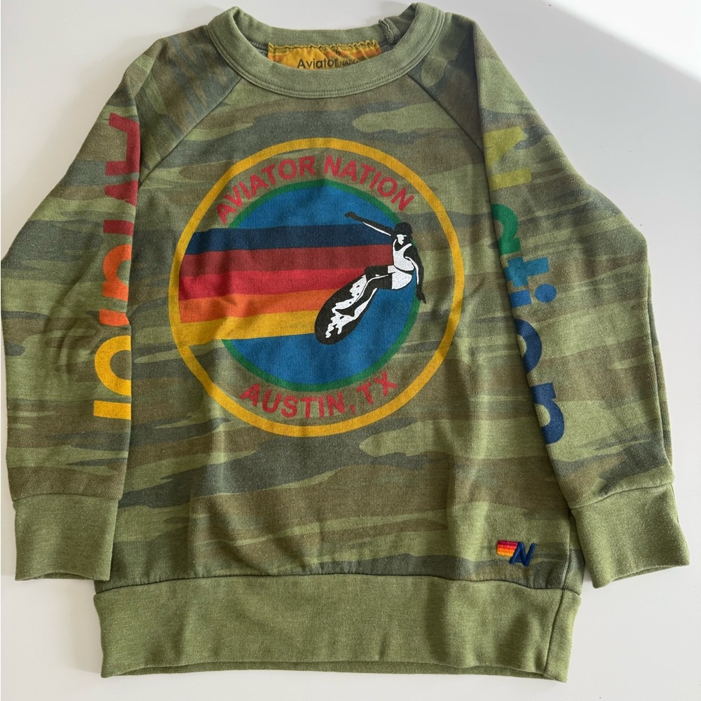 Aviator Nation Multicolor Camo Crewneck Sweater